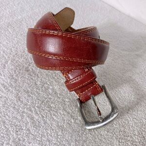 Vintage Italian Style Collection Red Genuine Leather Belt 36